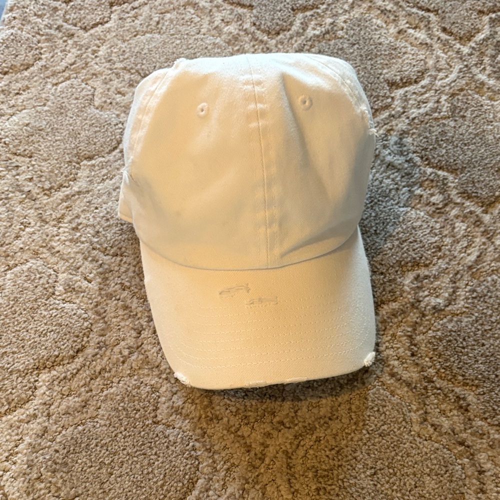 Minimalist White Distressed Baseball Cap